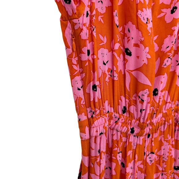 Rue Stiic Naveah Floral Jumpsuit XS Orange PInk Floral Cutout Tie Anthropologie - Picture 9 of 16